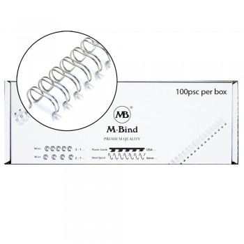 M-Bind Double Wire Bind 2:1 A4 - 7/16"(11mm) X 23 Loops, 100pcs/box, Silver