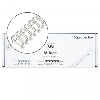 M-Bind Double Wire Bind 2:1 A4 - 1/4"(6.9mm) X 23 Loops, 100pcs/box, White