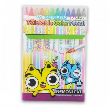 Buncho Twistable Color Pencils - 12 colors 