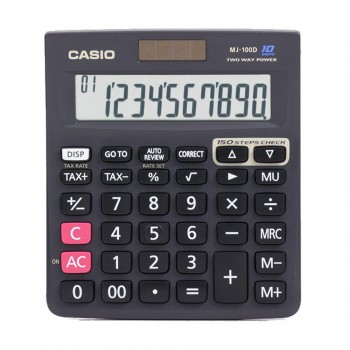 Casio Desktop Calculator - 10 Digits, Solar & Battery, Tax Calculation, 150 Steps Check (MJ-100D)