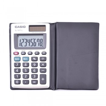 Casio Practical Handheld Calculator - 8 Digits, Solar & Battery, Extra Large Display, Tax & Exchange, Tough Cover, Profit Margins (SL-797TV-GD-W)