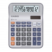 Casio Mini Desk Type Shop Calculator - 12 Digits, Cost/Sell/Margin, Solar & Battery (MC-12M)