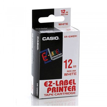 Casio Ez-Label Tape Cartridge - 12mm, Red on White (XR-12WER1)