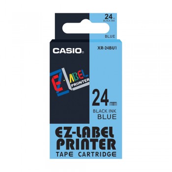 Casio Ez-Label Tape Cartridge - 24mm, Black on Blue (XR-24BU1)