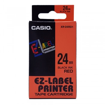 Casio Ez-Label Tape Cartridge - 24mm, Black on Red (XR-24RD1)