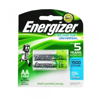 Energizer Universal NiMH AA Rechargeable Batteries - 2-count - 1500 mAh - 1500 Cycles (Item No:B06-11) A1R2B224