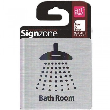 Signzone Peel & Stick Metallic Sticker - Bath Room (Item No: R01-01BATHROOM)