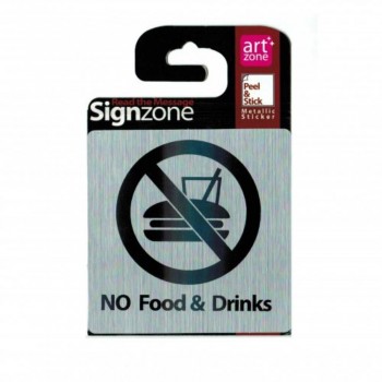 Signzone Peel & Stick Metallic Sticker - NO Food & Drinks (Item No: R01-41)