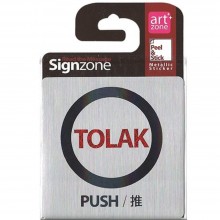 Signzone Peel & Stick Metallic Sticker - TOLAK (PUSH / ?) (Item No: R01-01-TOLAKPSH)