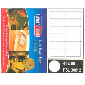 Print n Stick A4 Laser Inkjet Label Stickers 12pcs - 41mm x 89mm, 100sheets (Item No: R01-11) A1R3B195