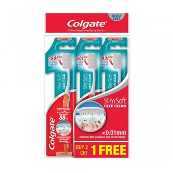 Colgate Slim Soft Deep Clean Toothbrush Value Pack x 3 pcs - Ultra Soft